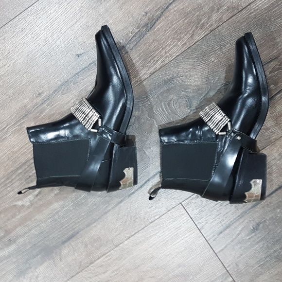 TOGA PULLA Leather Moto Cowboy Boots Size 35 - Picture 5 of 16